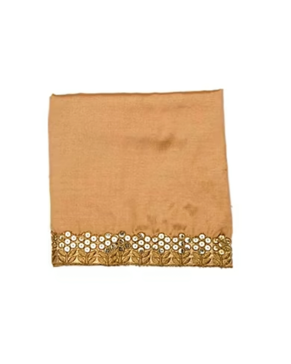 Safawala Beige Solid Safa Cloth with Designer Golden Lace Border | Traditional Indian Wedding Fabric