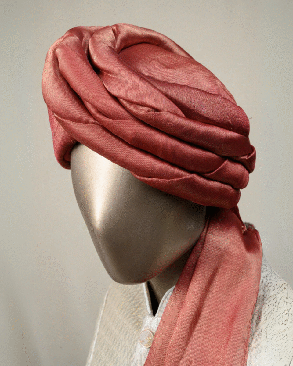 Brick Red Feta Wedding Barati Safa Pagdi Turban | Traditional Indian Guest Wedding Accessory
