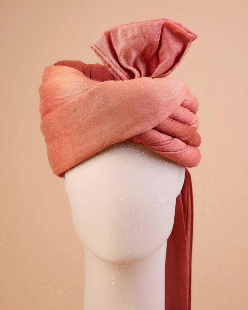Dusty Rose Feta Wedding Barati Safa Pagdi Turban | Traditional Indian Guest Wedding Accessory