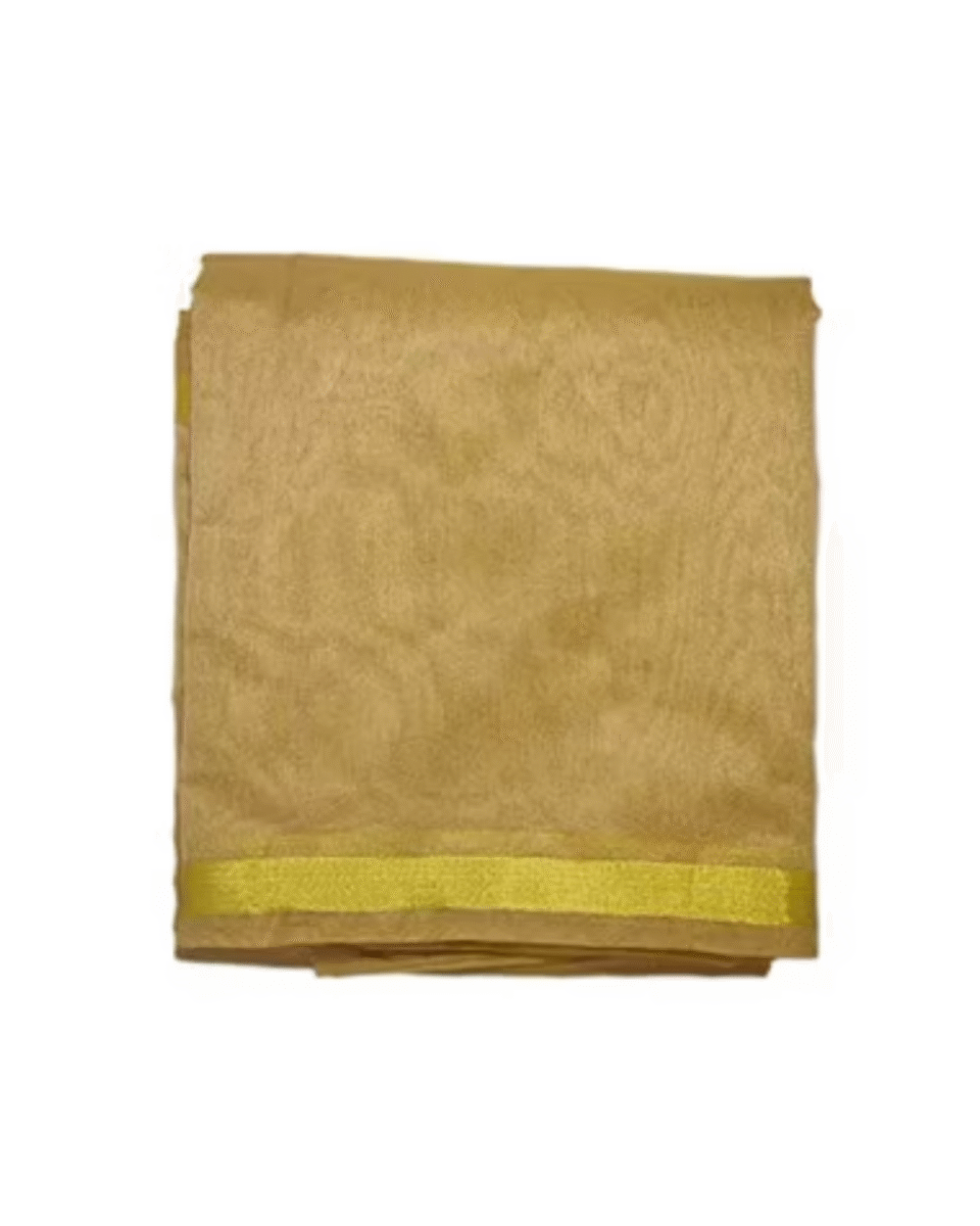 Safawala Beige Brocade Safa Cloth with Golden Border | Traditional Indian Wedding Fabric
