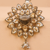 Safawala Golden Kundan Flower Designer Brooches | Groom Turban Pagdi Sherwani Wedding Accessory