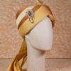 Amber Gold Ombre Feta Groom Safa Pagdi Turban with Brooch | Traditional Indian Wedding Accessory