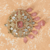 Safawala Pink Crystal Drop Designer Brooches | Groom Turban Pagdi Sherwani Wedding Accessory