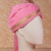 Pink Gold Border Feta Wedding Barati Safa Pagdi Turban | Traditional Indian Guest Wedding Accessory
