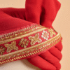 Royal Red Maharaja Feta Wedding Barati Safa Pagdi Turban with Brooch and Feather | Indian Wedding Groom Accessory