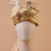 Champagne Maharaja Feta Groom Safa Pagdi Turban with Embellished Brooch & Feather | Traditional Indian Wedding Accessory