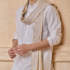 Safawala Ivory Embroidered Wedding Stole | Classic Groom Elegance