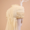 Champagne Gold Feta Groom Safa Pagdi Turban with Emerald Brooch & Feather | Traditional Indian Wedding Accessory