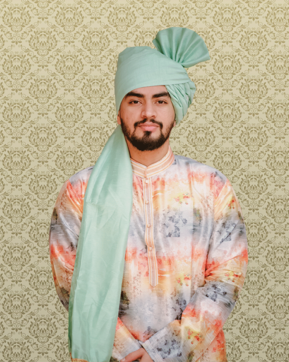 Mint Elegance Feta Wedding Barati Safa Pagdi Turban | Traditional Indian Groom Guest Wedding Accessory