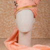Peach Gold Feta Groom Safa Pagdi Turban with Brooch | Traditional Indian Wedding Accessory