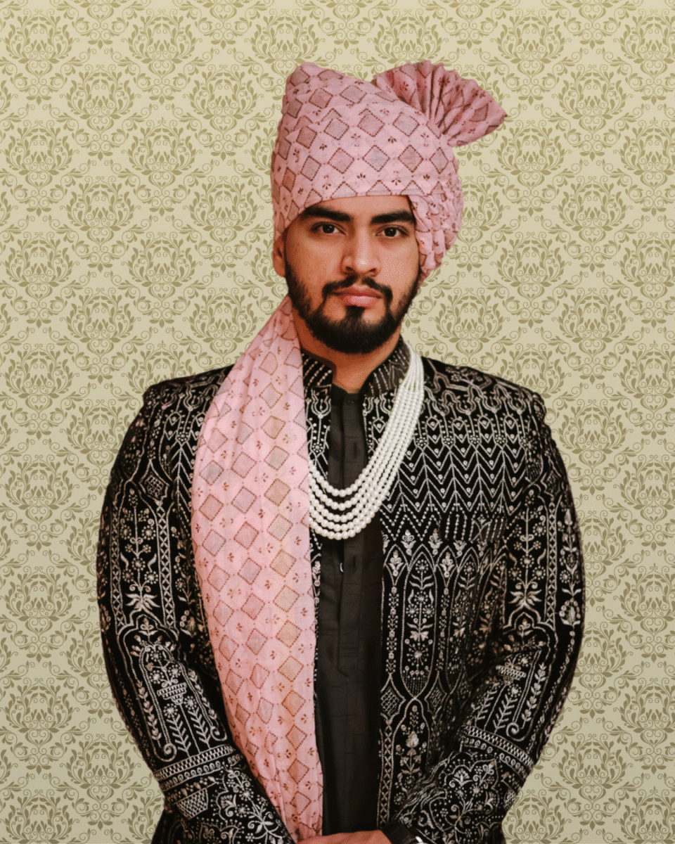 Champagne Luxe Feta Wedding Barati Safa Pagdi Turban | Traditional Indian Groom Guest Wedding Accessory