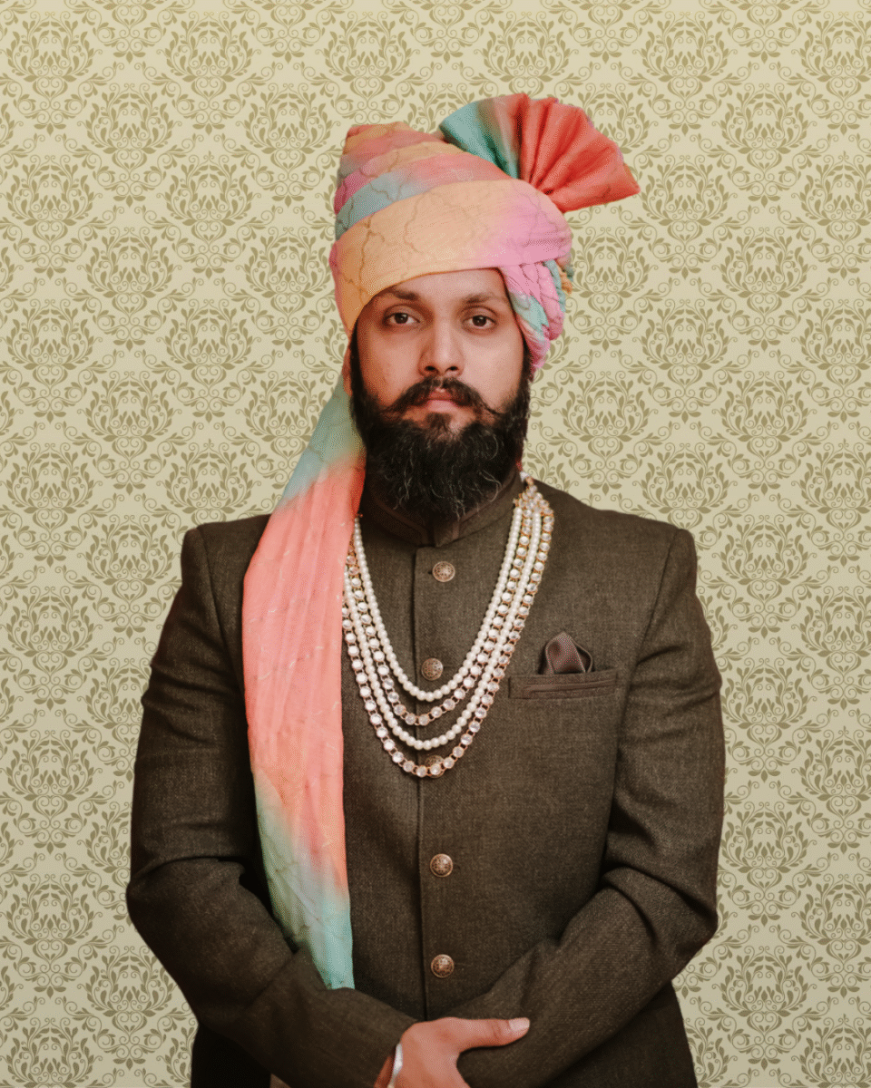 Pastel Harmony Ombre Feta Wedding Barati Safa Pagdi Turban | Traditional Indian Groom Guest Wedding Accessory