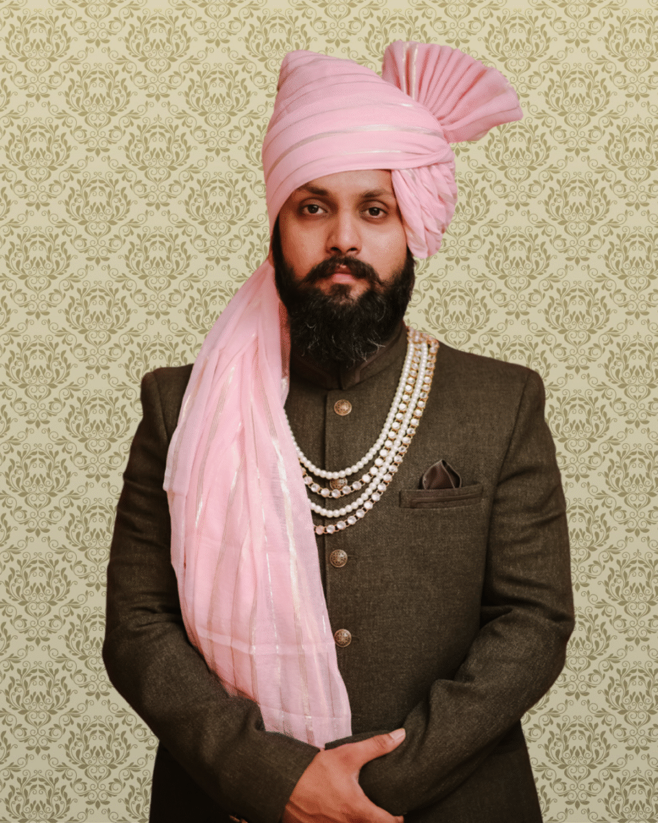 Blush Pink Feta Wedding Barati Safa Pagdi Turban | Traditional Indian Groom Guest Wedding Accessory