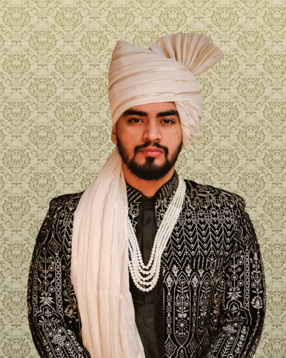Ivory Classic Feta Wedding Barati Safa Pagdi Turban | Traditional Indian Groom Guest Wedding Accessory