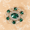 Safawala Emerald Green Oval Designer Brooches | Groom Turban Pagdi Sherwani Wedding Accessory