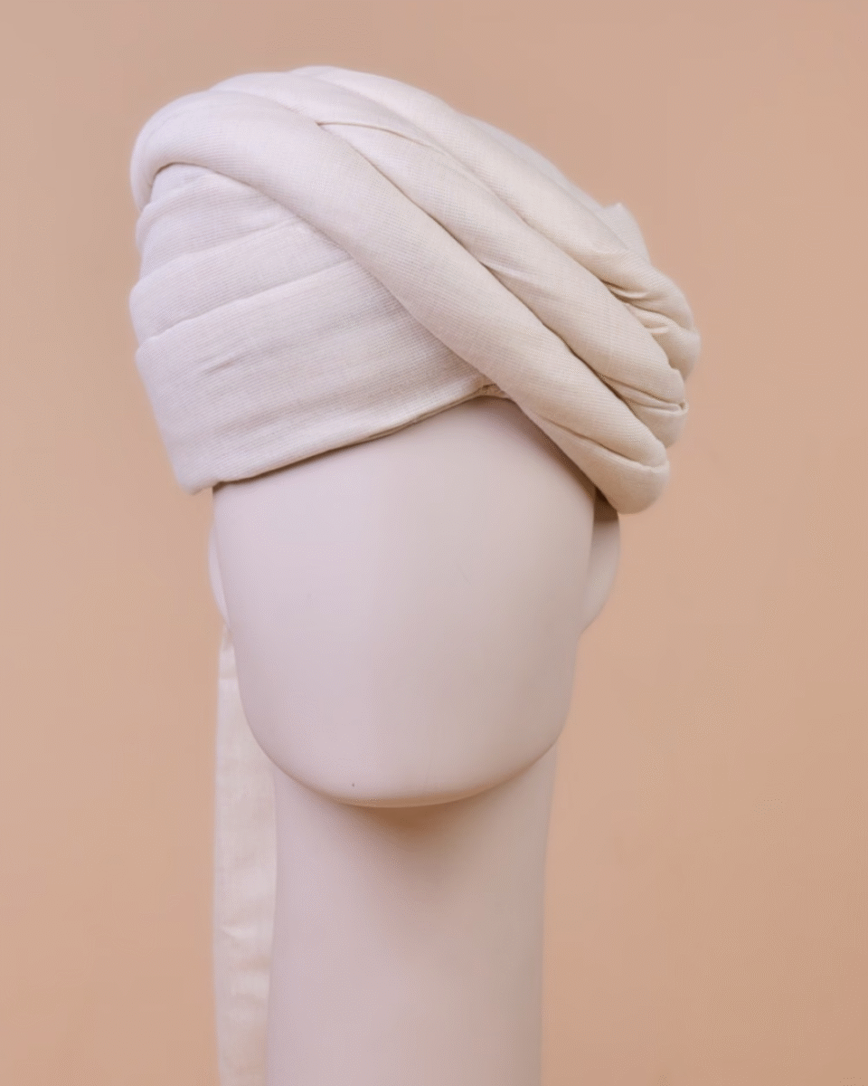 Ivory Wedding Barati Safa Pagdi Turban | Traditional Indian Guest Wedding Accessory