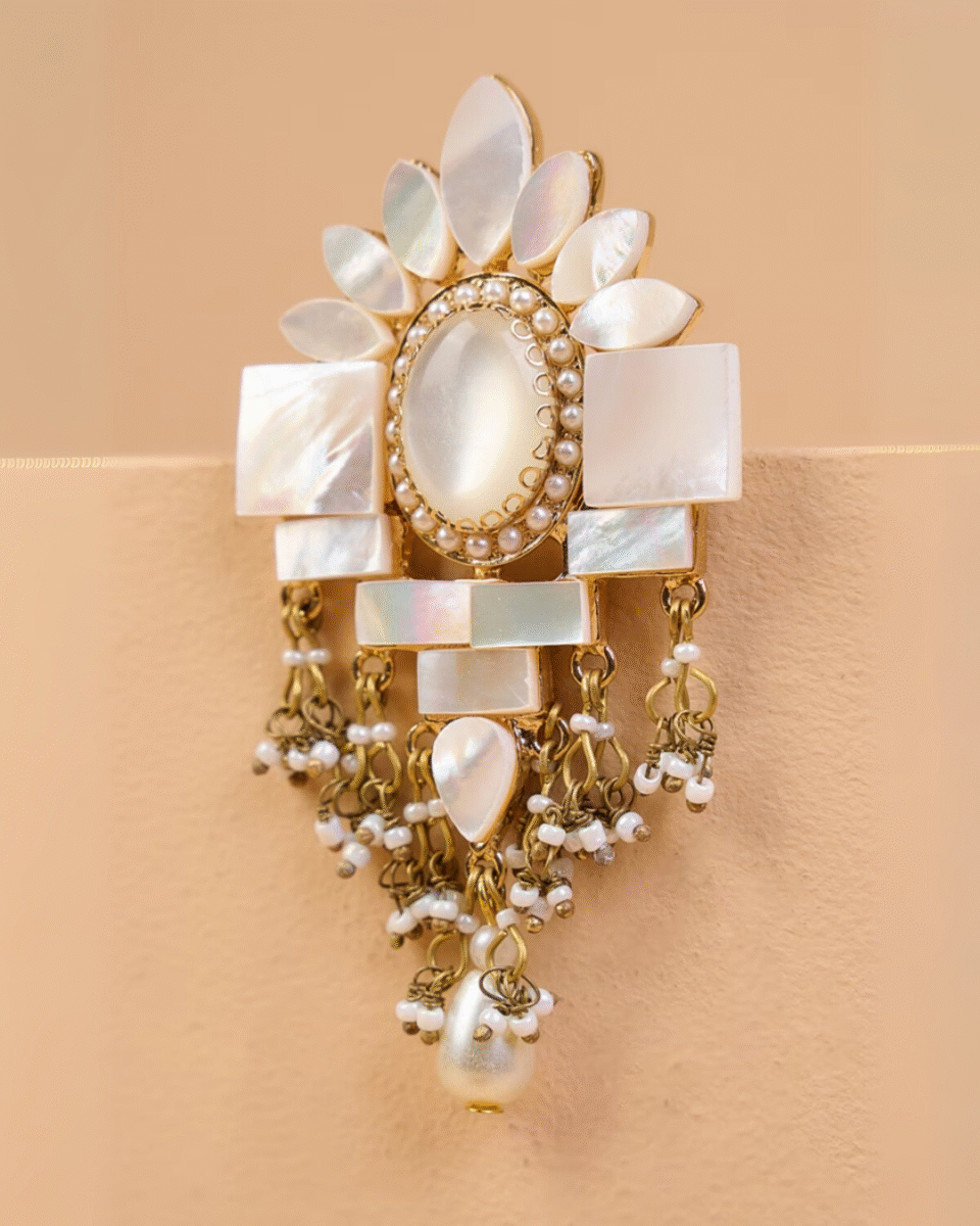 Safawala Mother of Pearl Designer Brooches | Groom Turban Pagdi Sherwani Wedding Accessory