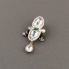 Safawala Silver Green Stone Designer Brooches | Groom Turban Pagdi Sherwani Wedding Accessory