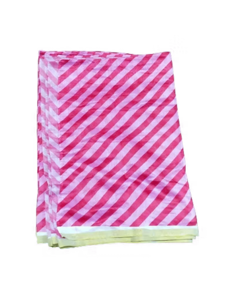 Safawala Pink Diagonal Stripes Safa Cloth with Golden Border | Traditional Indian Wedding Fabric