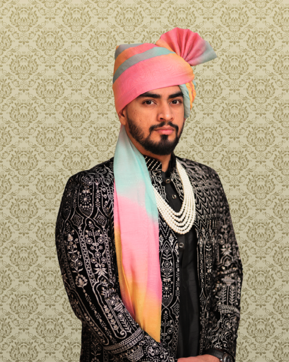 Multicolor Rainbow Wedding Safa Pagdi Turban | Vibrant Indian Groom & Guest Accessory