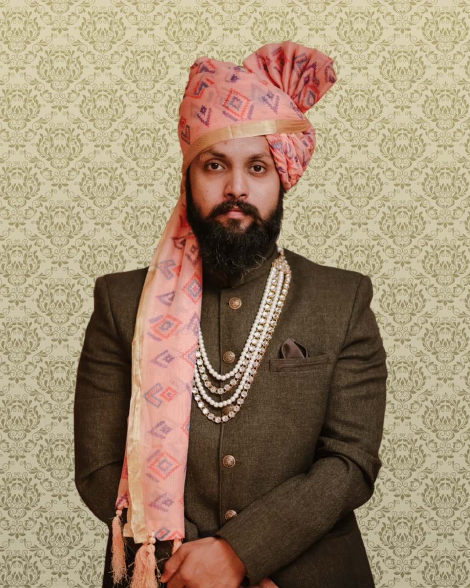 Printed Pink Wedding Safa Pagdi Turban | Designer Indian Groom & Guest Accessory