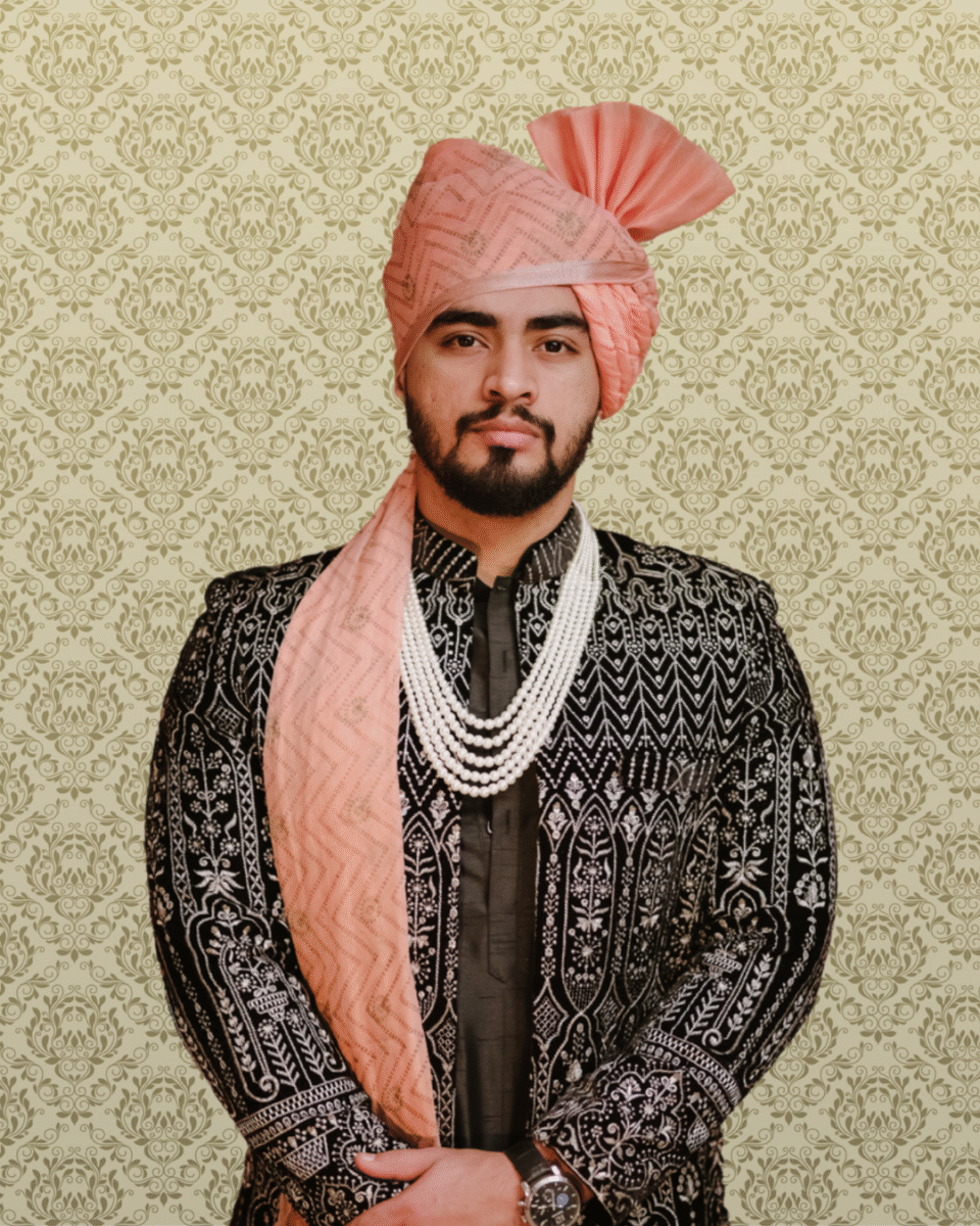 Peach Designer Wedding Safa Pagdi Turban | Elegant Groom & Guest Accessory