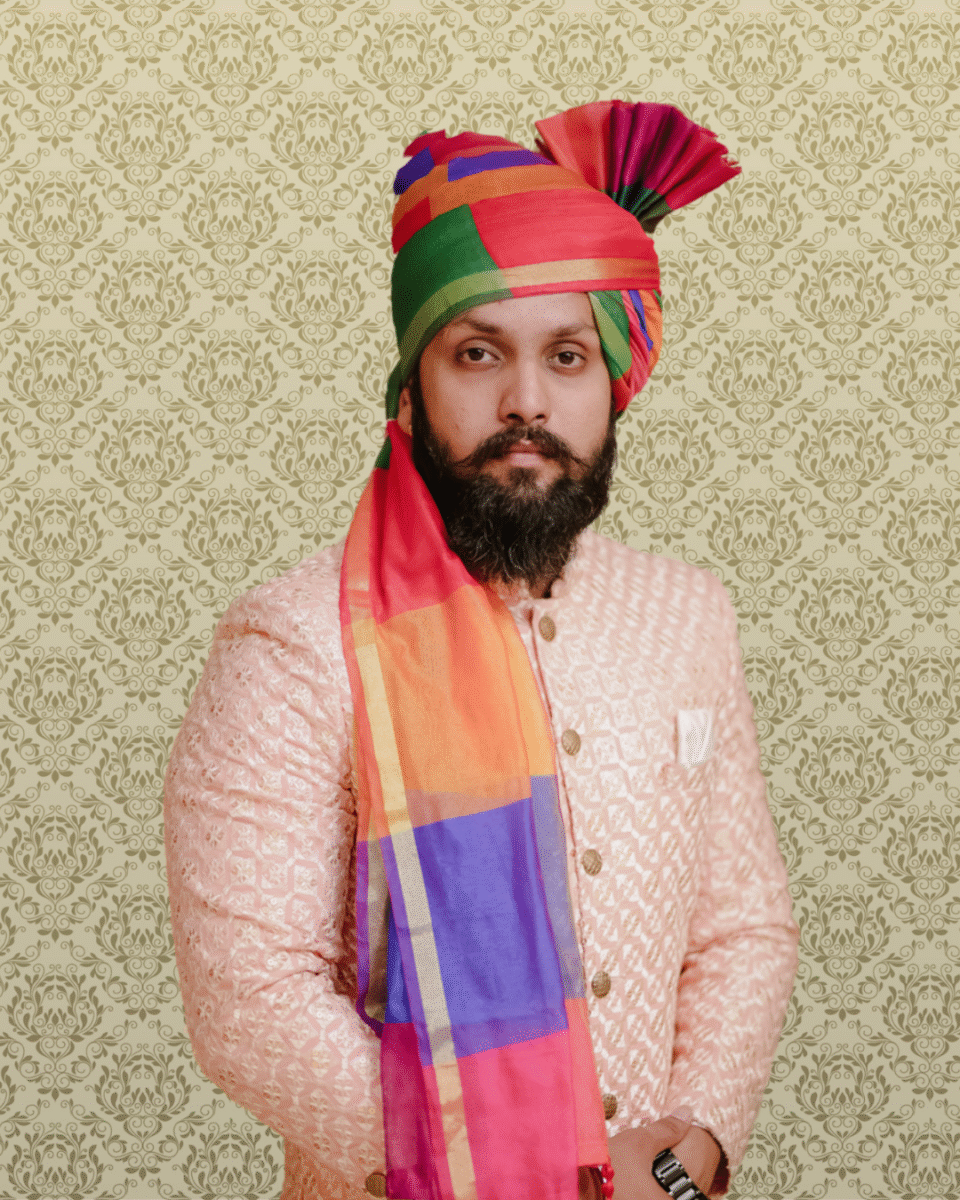 Multicolor Bandhej Wedding Safa Pagdi Turban | Vibrant Indian Groom & Guest Accessory